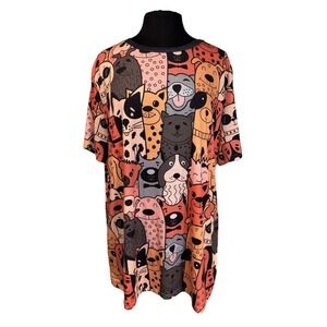 Pixie‎ Lady Dog Lover's T Shirt Women's Size 2X Multi Orange Animals Comfort